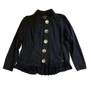 NEON BUDDHA black cotton blend lightweight button up jacket